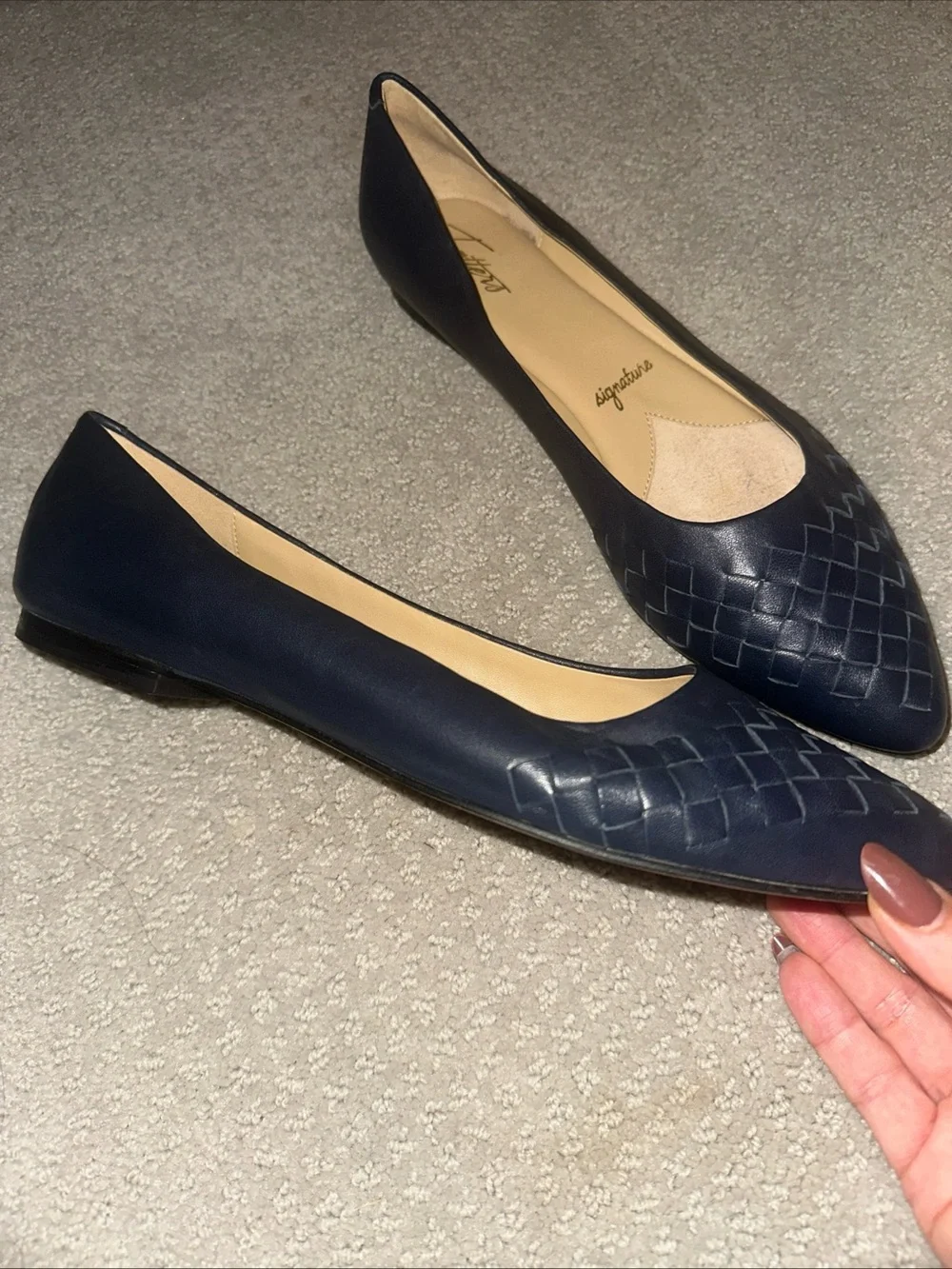 New! Trotters Estee Woven Navy Flat Genuine Leather Loafers - Women's 11N